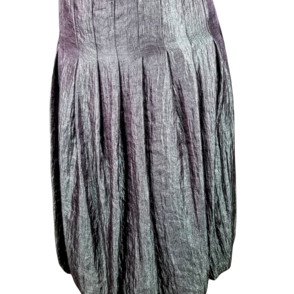 AGB Special Occasion Evening Drop Waist Crinkle Taffeta Pewter Dress NEW! sz 16 - Picture 3 of 9